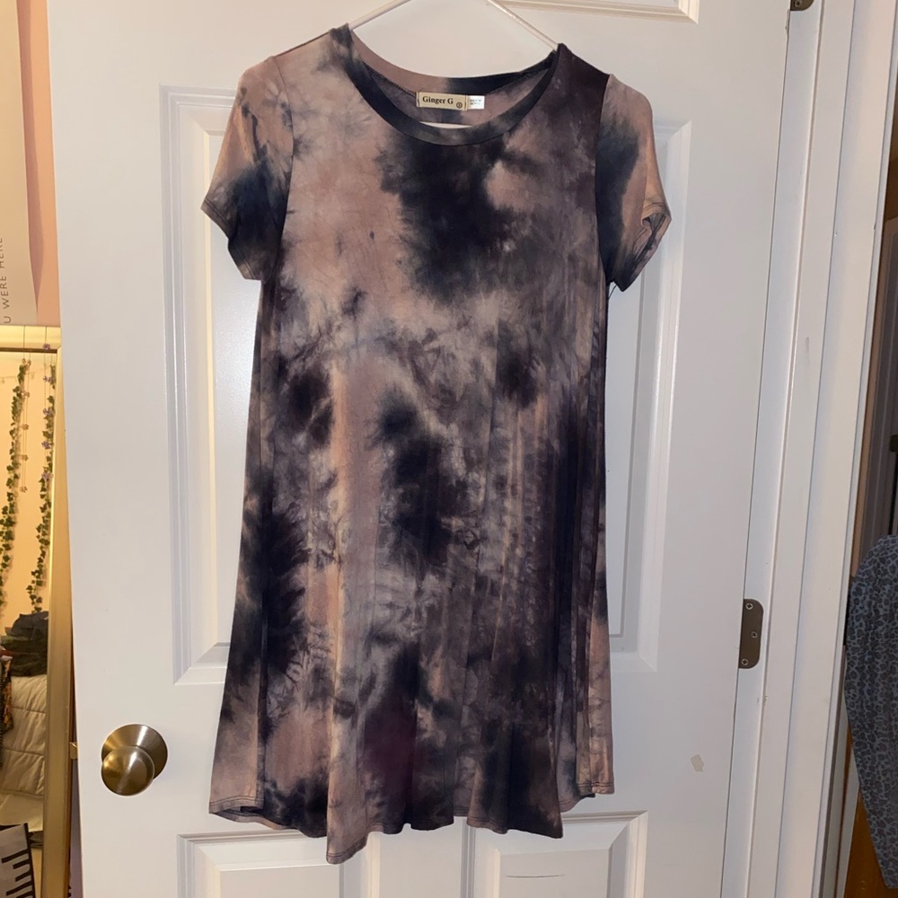 Pink and Blue Tie Dye T-Shirt Dress